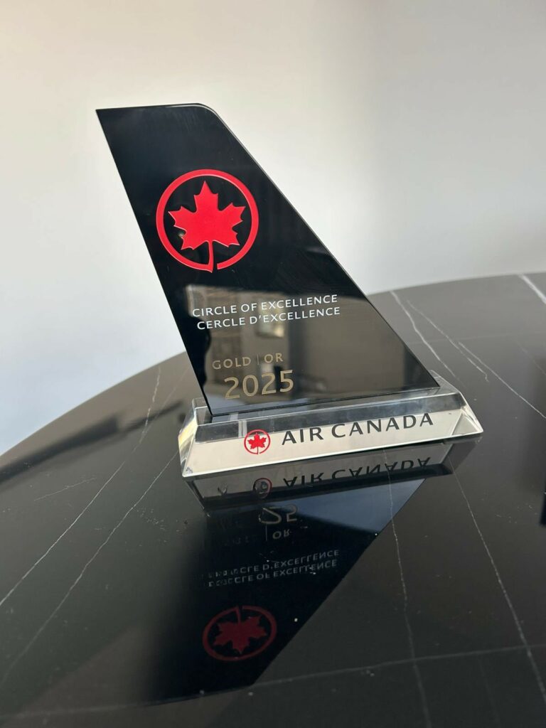 Air Canada's Circle of Excellence Gold Distinction - Travel Agents Loyalty program