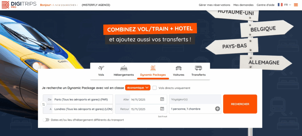 DIGITRIPS Pro Misterfly agence, outil de réservation en ligne pour agents de voyage