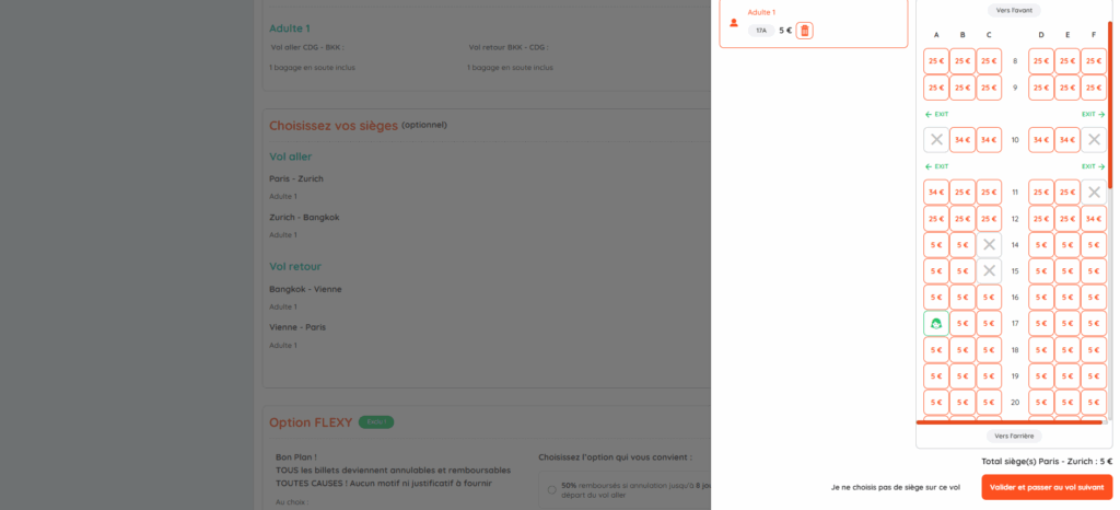 Choix des sièges passagers DIGITRIPS Pro
